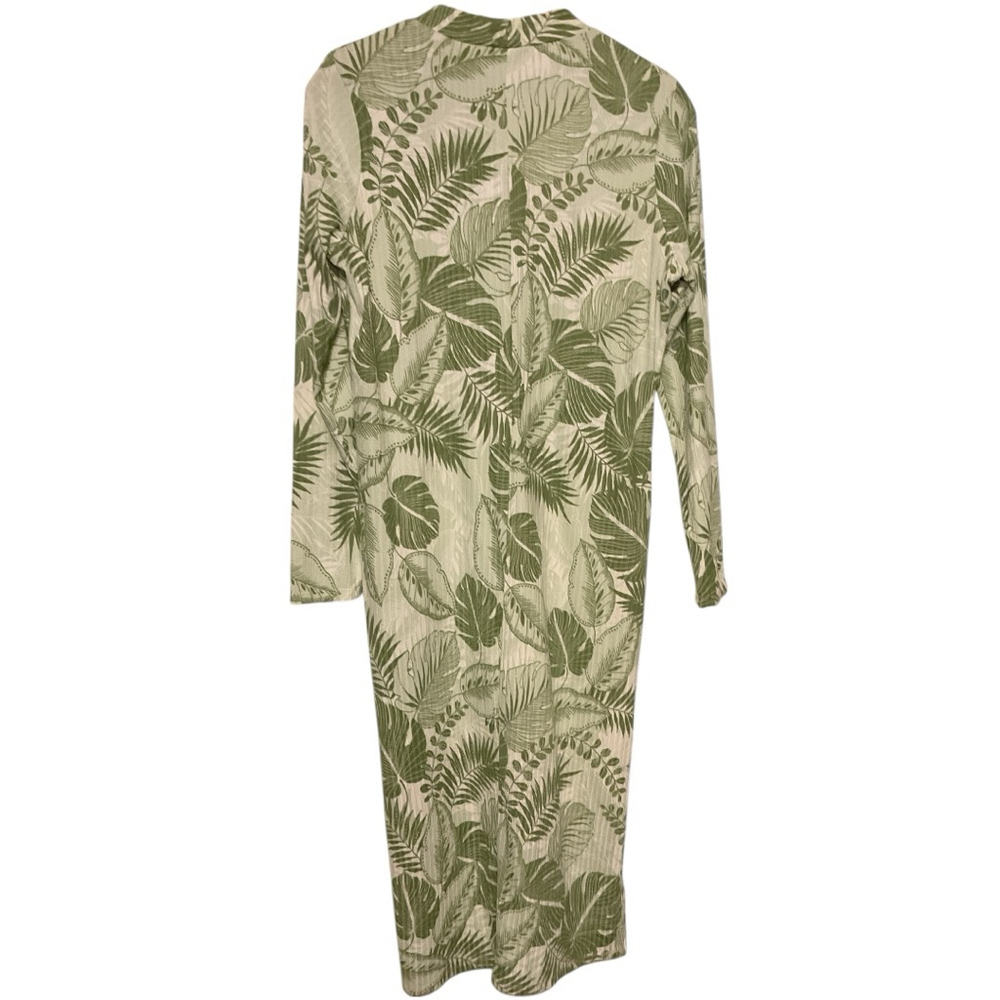 Cyrus Green Tropical Print button front ankle length maxi dress M - Picture 3 of 8